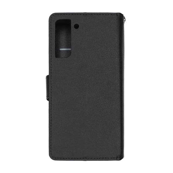Flip Stand Leather Wallet Case For Samsung Galaxy S21 Black Svart
