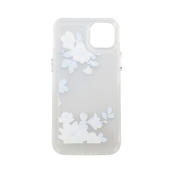 iPhone 14 Plus Mobile Case with Motif - Purple Leaves Lila
