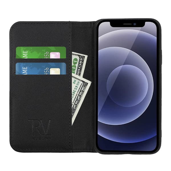 iPhone 13 Mini Wallet Case Magnet Rvelon - Black Svart