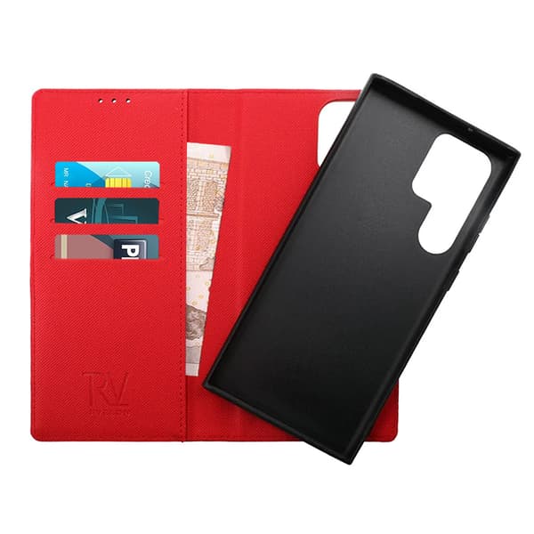 Samsung Galaxy S23 Ultra Wallet Case Magnet Rvelon - Red Röd