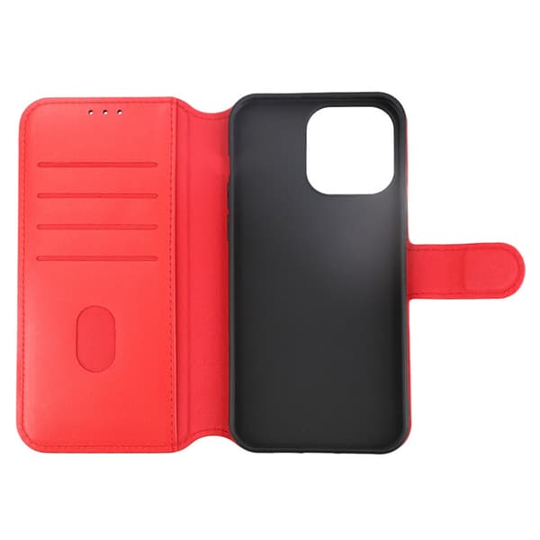 iPhone 15 Pro Max Wallet Case Leather Rvelon - Red Röd
