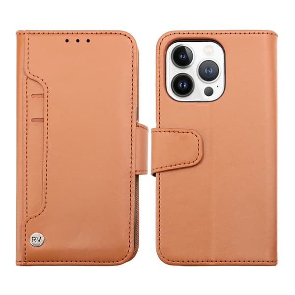iPhone 14 Pro Plånboksfodral Extra Kortfack Rvelon - Brun Brun