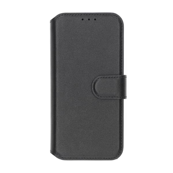 RV Genuine leather Wallet Case iPhone 16 Black Svart