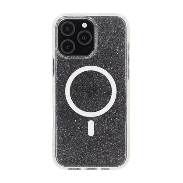 iPhone 16 Pro Max Rvelon Mobilskal TPU med MagSafe - Glitter Vit Glitter