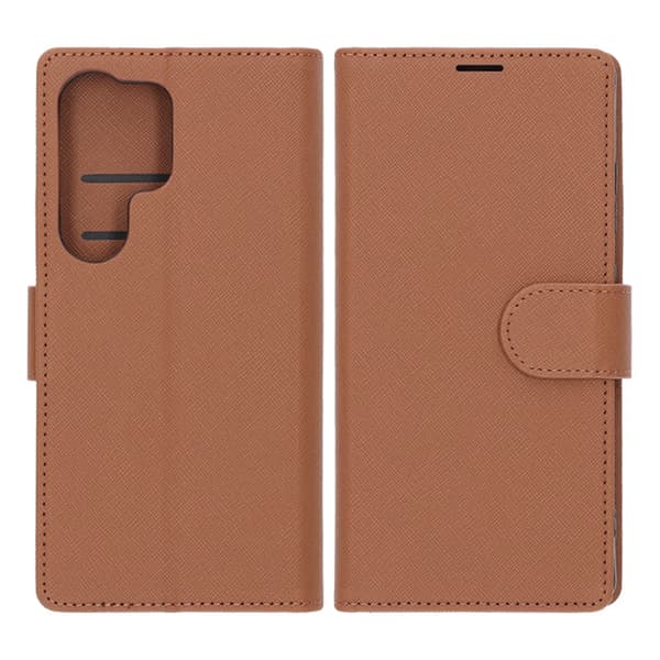 Samsung Galaxy S25 Ultra Wallet Case with Stand - Brown Brun