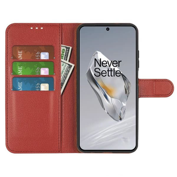 OnePlus 12 5G Plånboksfodral med Stativ - Brun Brun