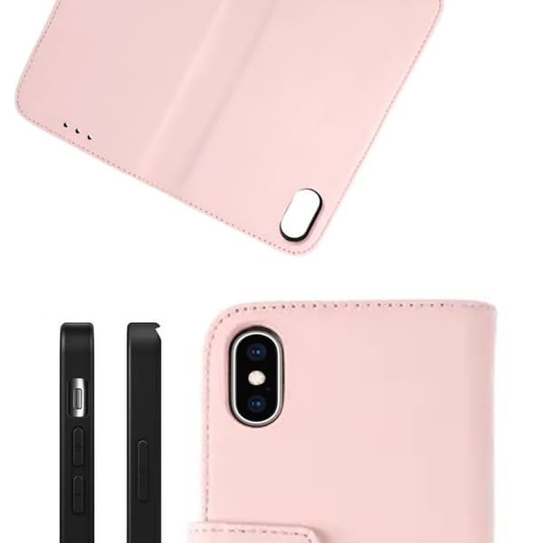 iPhone X/XS Plånboksfodral Läder Rvelon - Rosa Rosa