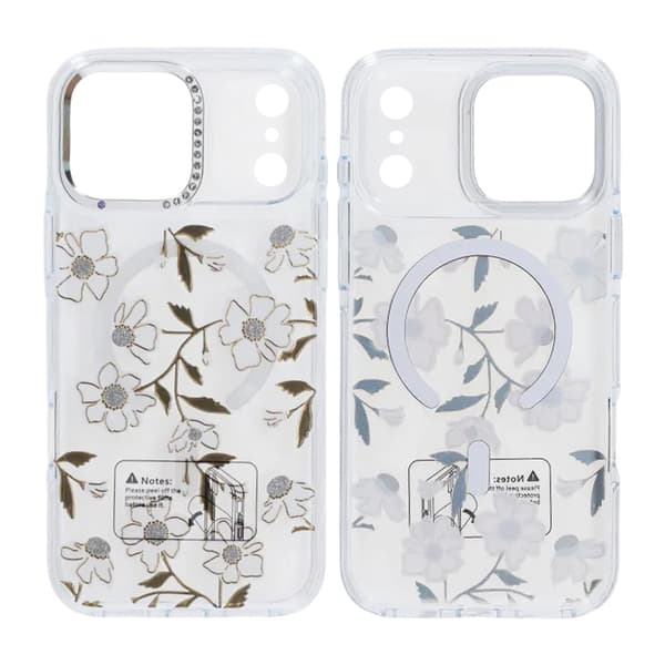 Case Magsafe for iPhone 17 Pro Max - Transparent flowers and twigs Transparent