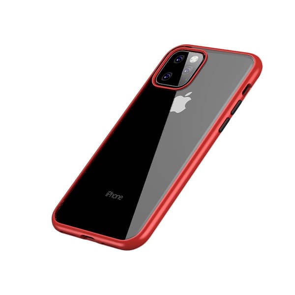 Mobile Case Shockproof for iPhone 11 Pro Max - Red and Clear and Black Röd
