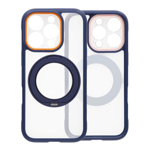 Clear Glow 360-degree Rotating MagSafe Stand Case For iPhone 16 Pro Max Blue