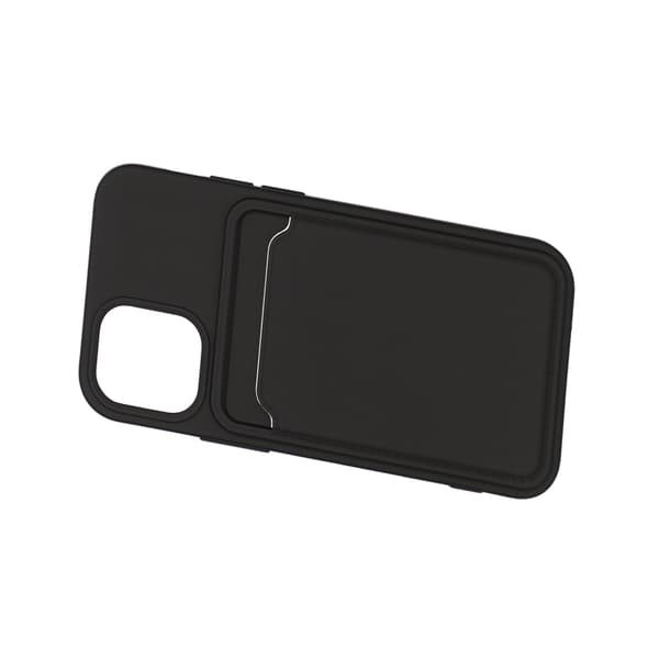 Silicone Case with Card Holder iPhone 12 Mini - Black Svart