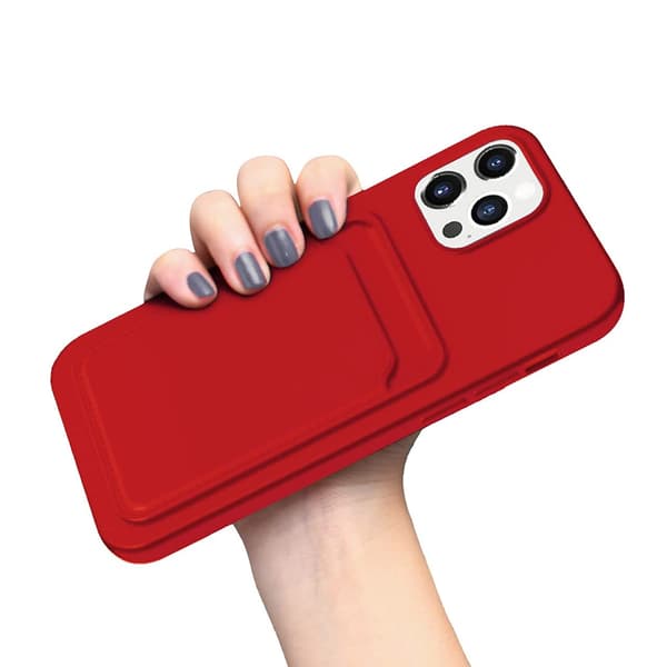 Silicone Mobile Case with Card Holder for iPhone 12 and 12 Pro - Red Röd