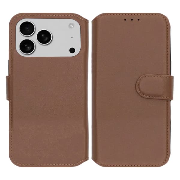 Rvelon Plånboksfodral Äkta Läder för iPhone 17 Pro - Brun Brun