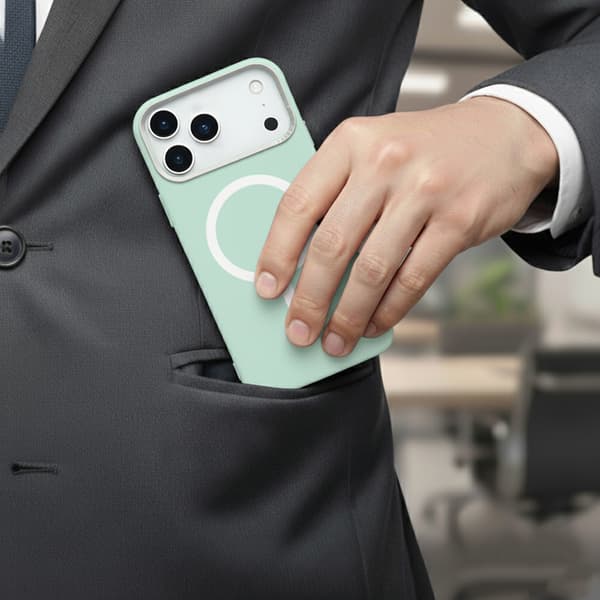 Mobile Case Silicone with Camera Metal Frame for iPhone 17 Pro - Green Grön