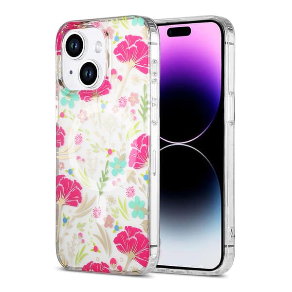 iPhone 14/15 Plus Case MagSafe - Flowers Red/Green Grön