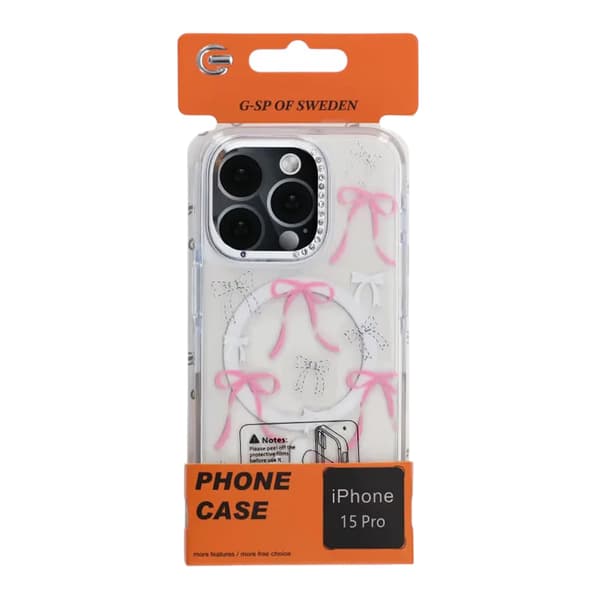 Mobilskal Magsafe till iPhone 15 Pro - Transparent med rosett Transparent