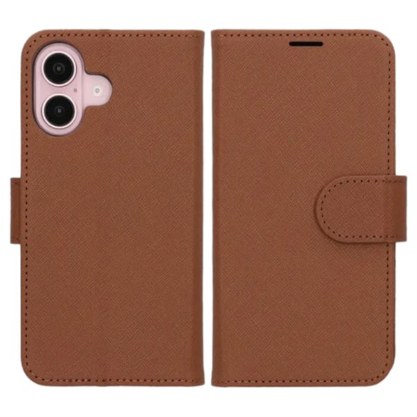 iPhone 16 Plus Wallet Case with Stand - Brown Brun