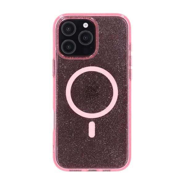 Rvelon Terminator with magsafe Phone Case For iPhone 16 Pro Max Pink Glitter Glitter