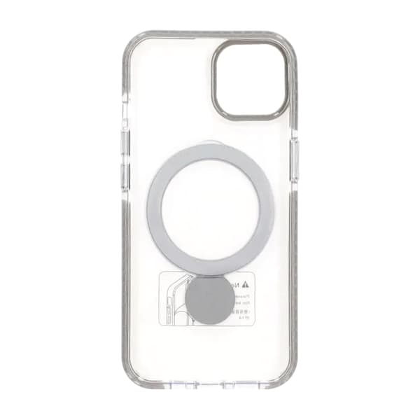 Pindun 360°Rotating Stand Magnetic Case For iPhone 15 Gray Transparent