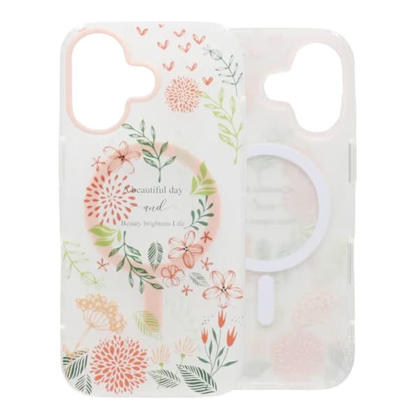Matt MagSafe-skal med blommor för iPhone 17 - Orange Mönstrat