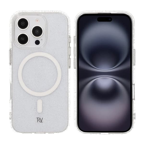 iPhone 16 Pro Rvelon Mobilskal TPU med MagSafe - Glitter Vit Glitter