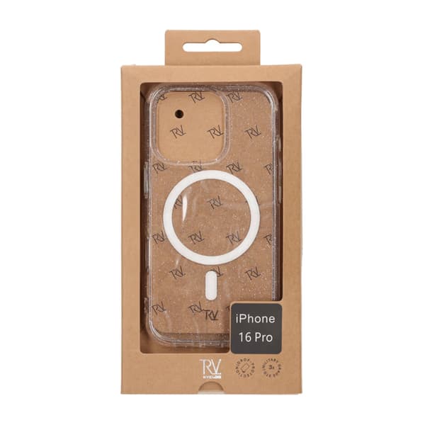 iPhone 16 Pro Rvelon Mobilskal TPU med MagSafe - Glitter Vit Glitter