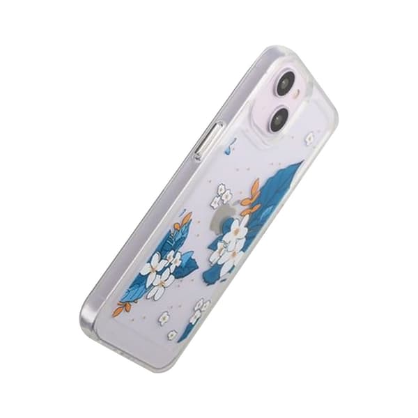 iPhone 14 Mobilskal med motiv - Blå Blad Mönstrat