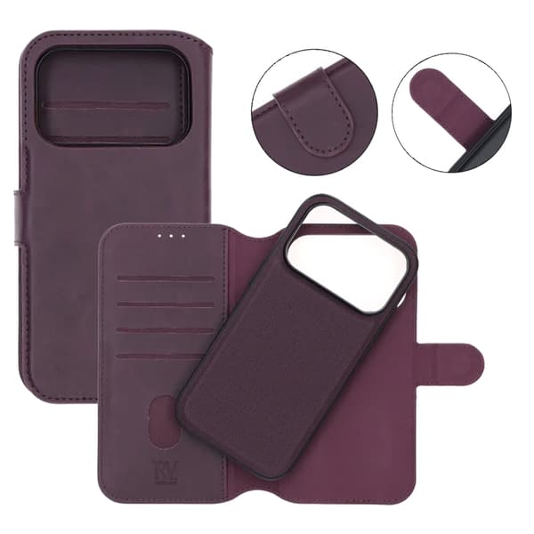 RV Magnetic Wallet Case iPhone 17 Pro Max Dark Cherry Lila