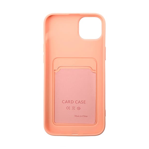 iPhone 14 Plus Silikonskal med Korthållare - Rosa Rosa