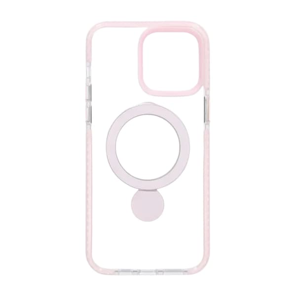 Pindun 360°Rotating Stand Magnetic Case For iPhone 14/13 Pink Transparent