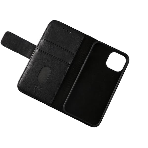 RV Leather Wallet Case - iPhone 13 Mini - Black Svart
