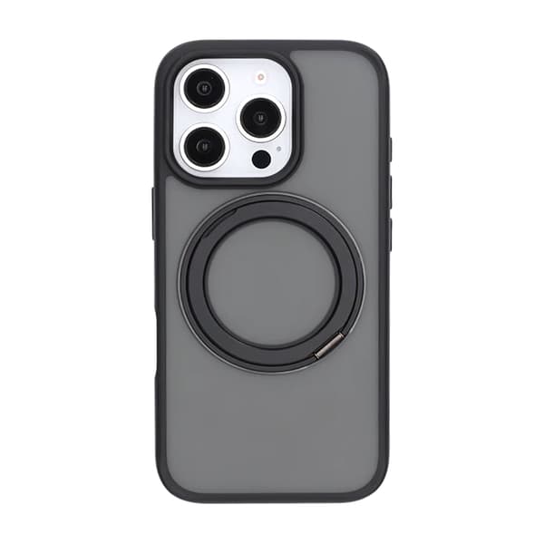 Matte case 360 rotating bracket Mobile Phone Case For iPhone 16 Pro Black Svart