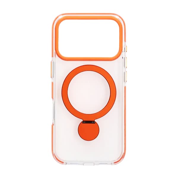 Case Magsafe for iPhone 17 Pro - Transparent orange with ring stand Transparent