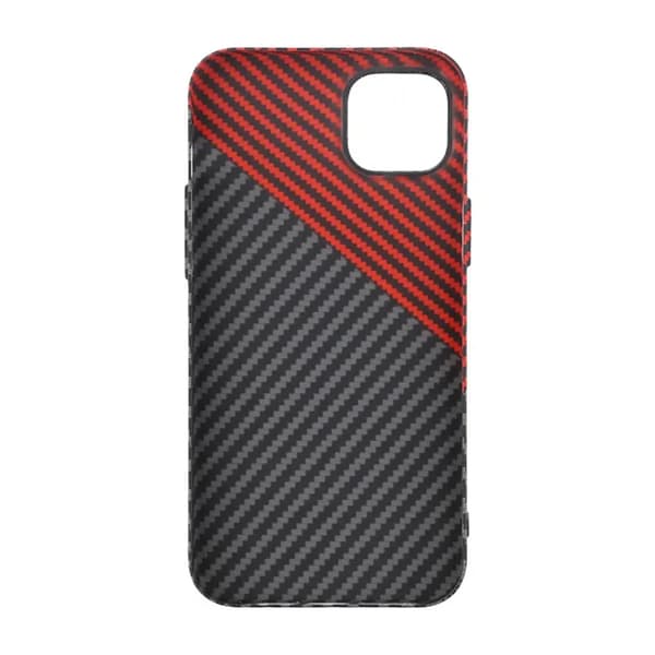 Carbon Fiber Phone Case for iPhone 14 Plus - Red and Black
