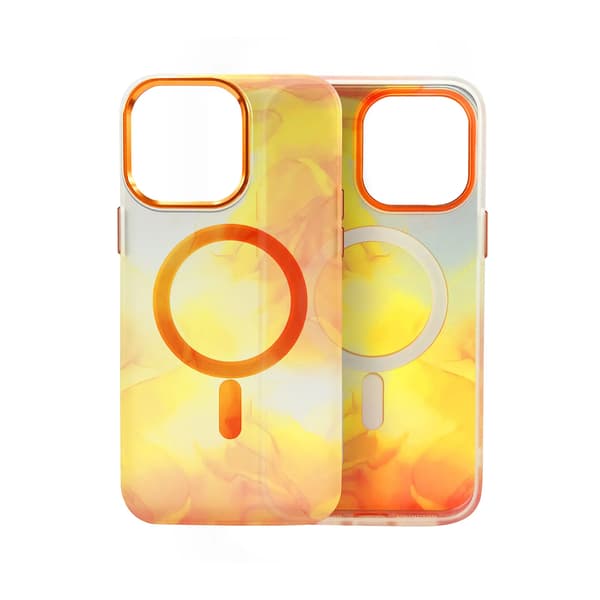 iPhone 14 Plus MagSafe Phone Case - Orange Abstract Orange