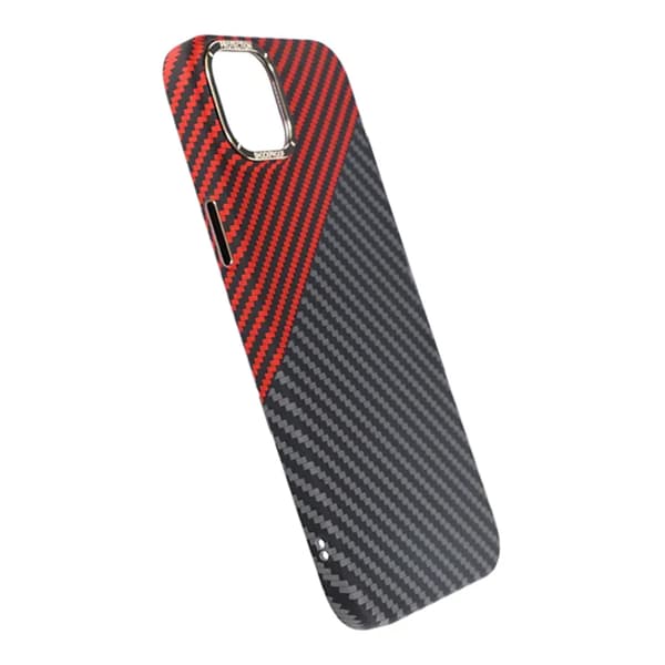 Carbon Fiber Phone Case for iPhone 14 Plus - Red and Black