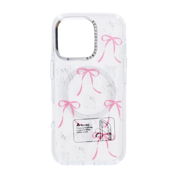 Mobile case Magsafe for iPhone 16 Pro - Transparent with bow Transparent