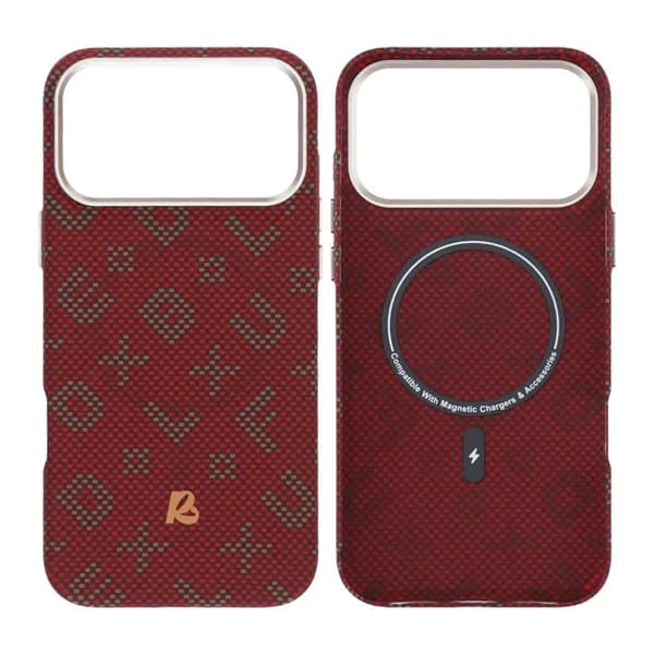 Aramid fiber mobile phone case for iPhone 17 Pro Max - Red with text Röd