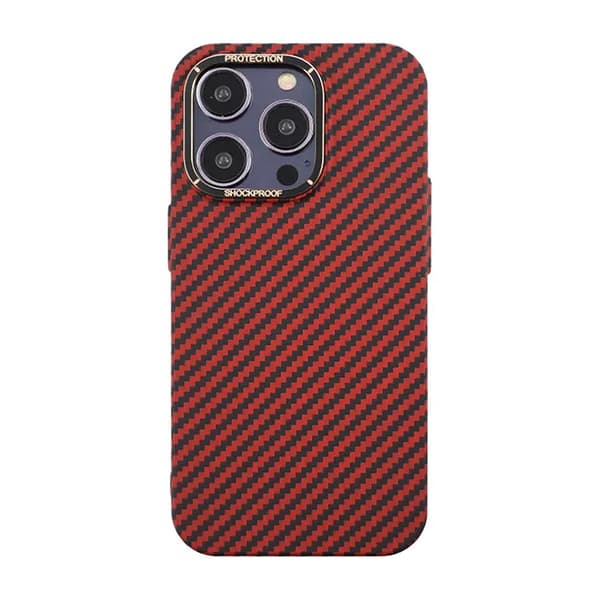 Carbon Fiber Case iPhone 13 Pro - Red Röd