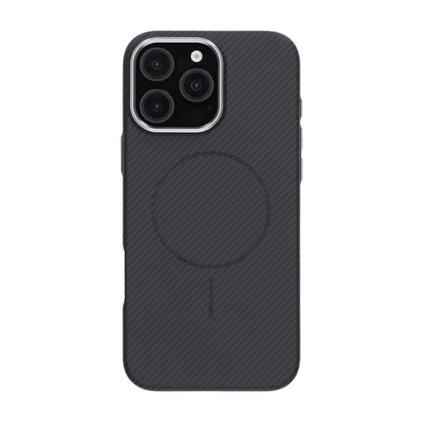 iPhone 16 Pro Max Carbon Patterned Phone Case - Black Svart