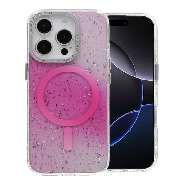 Glitter Diamond Magnetic Case - iPhone 16 Pro Max Pink Rosa