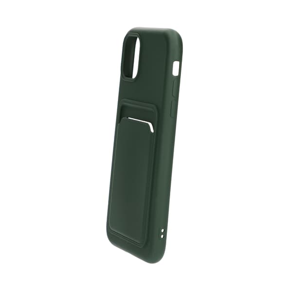 iPhone 11 Silicone Case with Card Holder - Military Green Grön