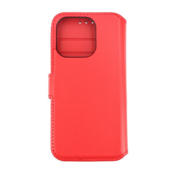 iPhone 15 Pro Wallet Case Leather Rvelon - Red Röd