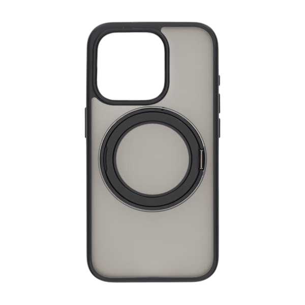 Matte case 360 rotating bracket Mobile Phone Case For iPhone 15 Pro Black Svart