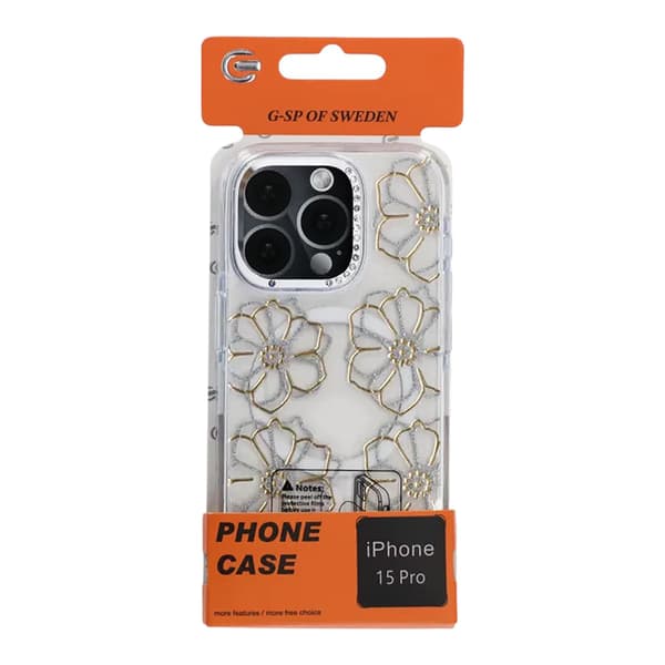 Mobile case Magsafe for iPhone 15 Pro - Transparent with flowers Transparent
