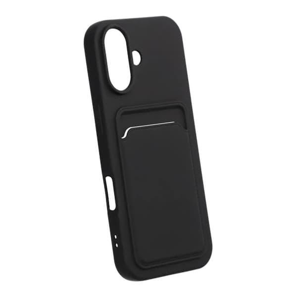 Silicone Mobile Case with Card Holder for iPhone 17 - Black Svart