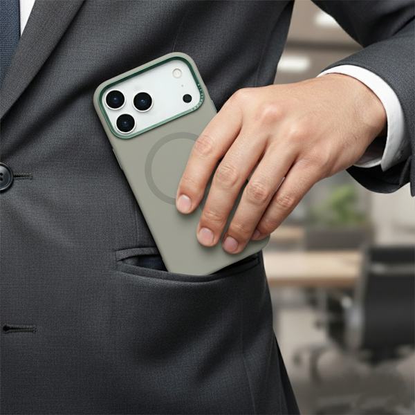 Metal Eagle Eye Liquid Magnetic Silicone Case iPhone 17 Pro Gray Grå