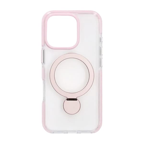 Magsafe Case for iPhone 16 Pro Max - Transparent pink with ring stand Transparent