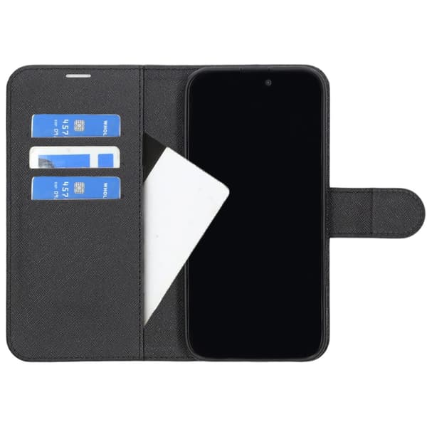 iPhone 16 Plus Wallet Case with Stand - Black Svart