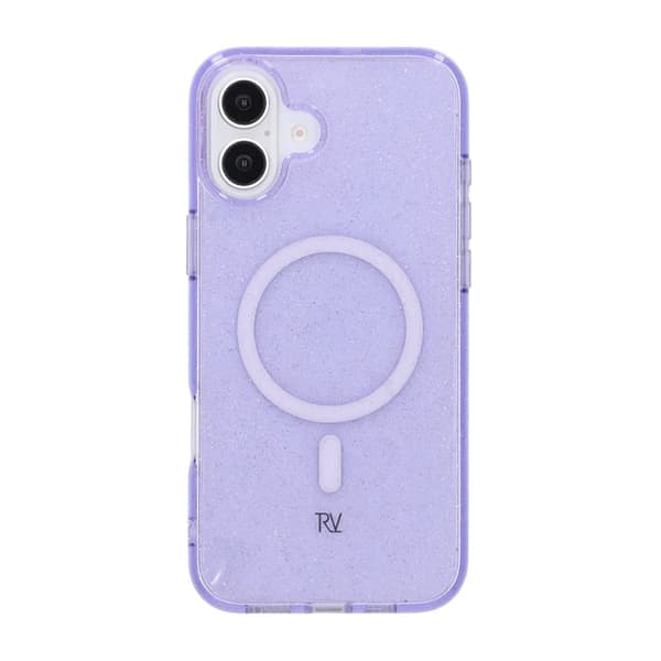 iPhone 16 Plus Rvelon Mobilskal TPU med MagSafe - Glitter Lila Glitter